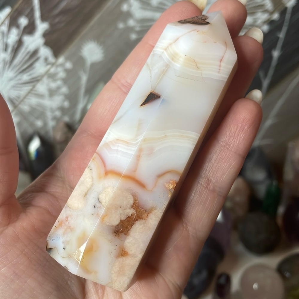 Carnelian Flower Agate Crystal Tower